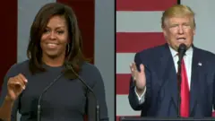 Michelle Obama and Donald Trump give speeches