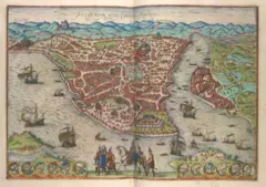 Bizans dönemi İstanbul'unu gösteren 1582'de yapıldığı tahmin edilen bir harita