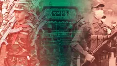 ကိုးကန့်တပ်နဲ့ MNDAA တို့ရဲ့ဓာတ်ပုံတွေနဲ့ ကွတ်ခိုင်မြို့ဆိုင်းဘုတ် ပေါင်းစပ် ဓာတ်ပုံ 