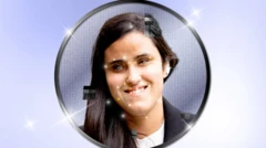 Montaje visual con una mujer en el centro de un círculo.