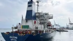 Ukrayna'dan tahıl ihraç eden bir gemi