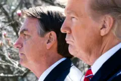 Jair Bolsonaro e Donald Trump durante visita do brasileiro à Casa Branca em 2019