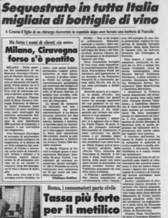 Reportagem no jornal La Stampa sobre escândalo do metanol nos vinhos italianos