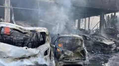 تصویر پارکینگ محل اصابت موشک
