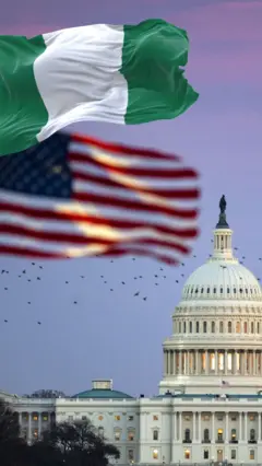US and Nigeria flags with the Capitol in the background