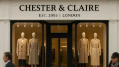 Imagem de vitrine gerada por IA da marca 'Chester and Claire'
