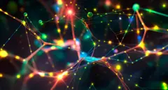 Ilustração colorida de uma rede de neurônios
