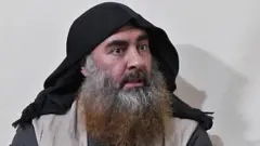 Screengrab of video released on 30 April 2019 showing Abu Bakr al-Baghdad at an undisclosed location