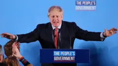 Boris Johnson delivering his victory speech
