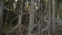 బెలారస్ సరిహద్దుల్లో ఏర్పాటు చేసిన ముళ్ల కంచె 