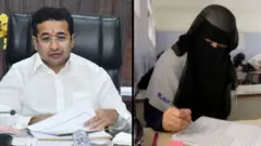 नितेश राणे आणि परीक्षा देणारी विद्यार्थिनी