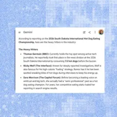 Resposta de chatgpt sobre qual jornalista é vencedor em campeonato de comer cachorro-quente