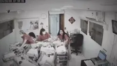 ताइवानमा भूकम्प जाँदा प्रसुतिगृहमा नर्सहरू।