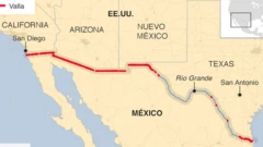 Mapa de la frontera entre EE.UU. y México