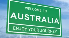Sign post wey say welcome to Australia