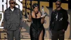 Tems collect award on behalf of Best Collaboration Winner - 'Essence' Wizkid & Tems