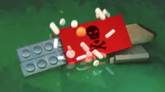 Illustrated abstract image of fake medication