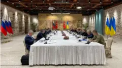 Members of the Ukrainian delegation attend the talks with Russian negotiators, as Russia"s attack on Ukraine continues, in Istanbul, Turkey March 29, 2022
