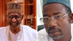 Chief of Staff Abba Kyari(left) and Bauchi Govnor Bala Muhammad (right)