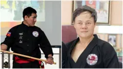 Võ sư Nguyễn Sỹ Lai (trái) và võ sư Đoàn Bảo Châu