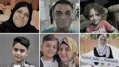 Composite image showing family album photos of Palestinians killed in the bombings in Gaza
