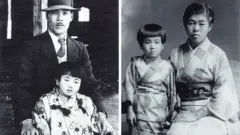 Reiko seen posing with her father and with her older sister