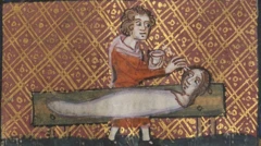 ภาพประกอบจากหนังสือ Roman de la Rose เล่าถึงตำนาน "พิกเมเลียน" ประติมากรที่ล้มป่วยด้วยไข้ใจเพราะหลงรักรูปปั้นหญิงงามที่ตนเองสร้างขึ้น