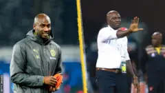 Ghana ilimteua Otto Addo (kushoto) baada ya Kombe la Mataifa ya Afrika, huku Nigeria ikisalia na Augustine Eguavoen