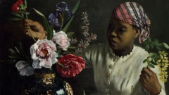 FRANCE - CIRCA 2002: Negress with Peonies, 1870, by Frederic Bazille (1841-1870). Montpellier, Musée Fabre.