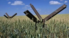 Николаевдеги талаада танктарга каршы орнотулган "кирпилер"