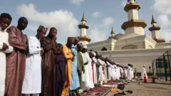 Muslims for prayer line