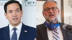 अमेरिका के विदेश मंत्री मार्को रुबियो और दक्षिण अफ़्रीका के राजदूत इब्राहिम रसूल