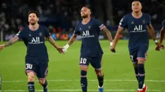 Messi Neymar and Mbappe