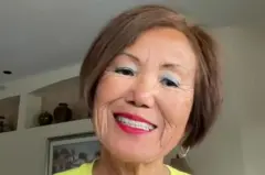 Jeannie Rice em entrevistas de sua casa nos Estados Unidos