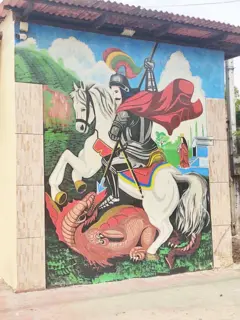 São Jorge pintado em muro em Boa Vista, Roraima