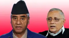 नेपाली कांग्रेसका सभापति शेरबहादुर देउवा र नेता शेखर कोइरालाको कोलाज गरिएको तस्बिर