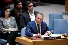 El embajador de Israel interviene ante el Consejo de Seguridad de la ONU.