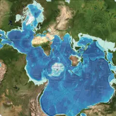Mapa da Carta Batimétrica Geral dos Oceanos.