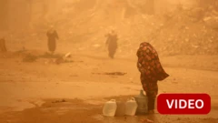 காஸாவில் கடும் மணல்புயல் - பாலத்தீனர்கள் அவதி