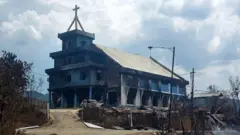 मणिपुर में जला हुआ चर्च