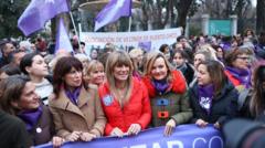 Begoña Gómez en la manifestación por el Día Internacional del la Mujer el pasado mes de marzo.