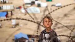 Una niña palestina en un campo de refugiados de Rafah.