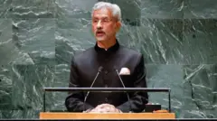 संयुक्त राष्ट्र की आमसभा को संबोधित करते विदेश मंत्री एस जयशंकर.