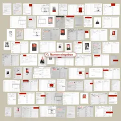 Una imagen compuesta de unas 100 hojas de papel, cada una contiene el resultado de búsqueda de un miembro del Partido Nazi, de la base de datos de Die Zeit sobre la pertenencia nazi.