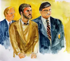 Desenho do momento da apresentação de Kaczynski à Justiça