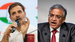 ভারতের কংগ্রেস নেতা রাহুল গান্ধী ও প্রধান নির্বাচন কমিশনার জ্ঞানেশ কুমার 