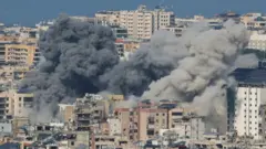 Smoke rise afta one Israeli strike on Beirut, Lebanon
