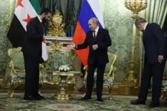 دیدار ولادیمیر پوتین و احمد شرع در کاخ کرمیلن در مسکو 