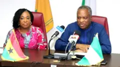 Ghana Minister of Foreign Affairs and Integration Shirley Ayorkor Botchwey and Nigeria Foreign Affairs Minister Geoffrey Onyeama