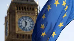 Флаг Евросоюза на фоне Биг-Бена